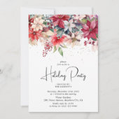 Feierliche Winterweihnachtsfeier Florals Einladung (Vorderseite)