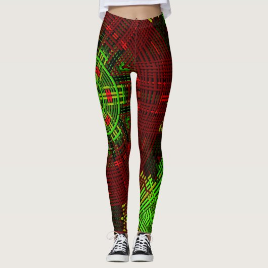 Feierliche Woche Mandala Rot und Grün Leggings (Vorderseite)