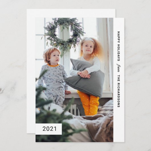 Feierliche Wünsche | Modernes One Foto Feiertagskarte (Vorne/Hinten)