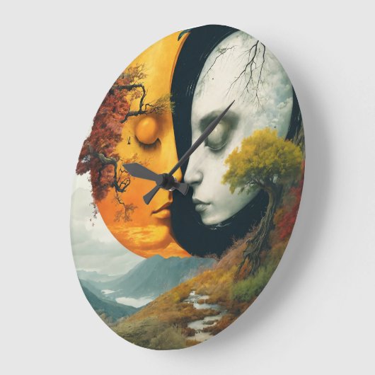 "Feierliche Zeit: Sun & Moon Wall Clock" Große Wanduhr (Winkel)