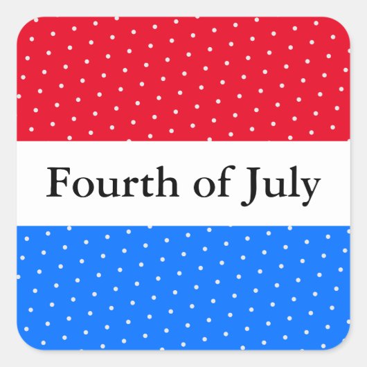 Feierlicher 4. Juli Hellrotes Weiß Streifen Punkte Quadratischer Aufkleber (Vorderseite)