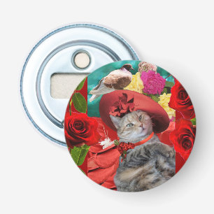 FEIERLICHER CAT-PRINZESTATUS, ROTER HAT MIT SCHWEI FLASCHENÖFFNER
