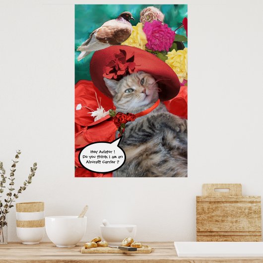 FEIERLICHER CAT-PRINZESTATUS, ROTER HAT MIT SCHWEI POSTER (Küche)
