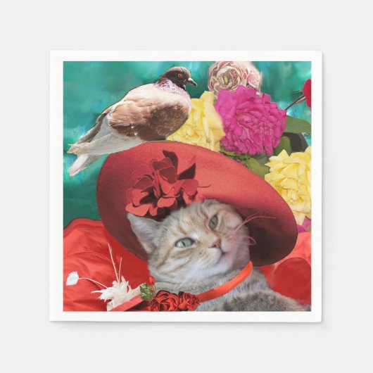 FEIERLICHER CAT-PRINZESTATUS, ROTER HAT MIT SCHWEI SERVIETTE (Vorderseite)