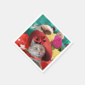 FEIERLICHER CAT-PRINZESTATUS, ROTER HAT MIT SCHWEI SERVIETTE (Ecke)