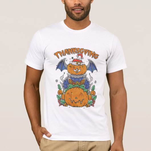 "Feierlicher Crossover: Frohes Halloween & Ernteda T-Shirt (Vorderseite)