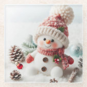 Feierlicher Feiertag Snowman Glasuntersetzer (Vorderseite)
