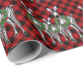 Feierlicher Feiertag Zebra Holly Kranz | Roter Büf Geschenkpapier