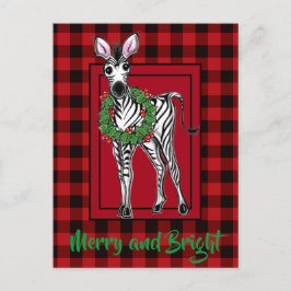 Feierlicher Feiertag Zebra Holly Kranz | Roter Büf Postkarte