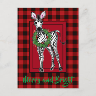 Feierlicher Feiertag Zebra Holly Kranz   Roter Büf Postkarte