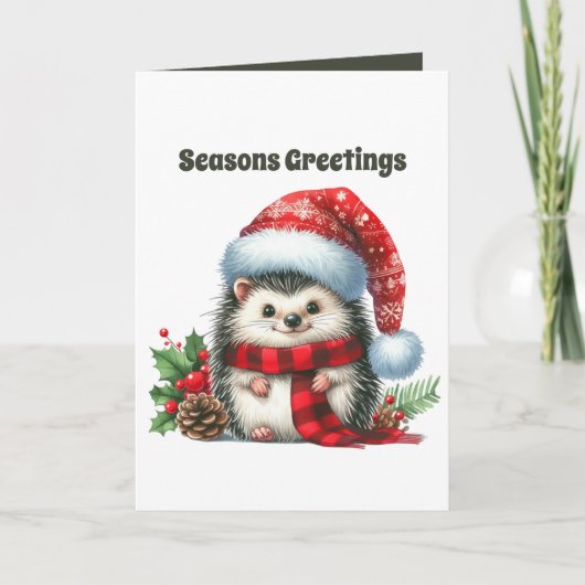 Feierlicher froher Weihnachts-Igel anpassbar Feiertagskarte (Vorderseite)