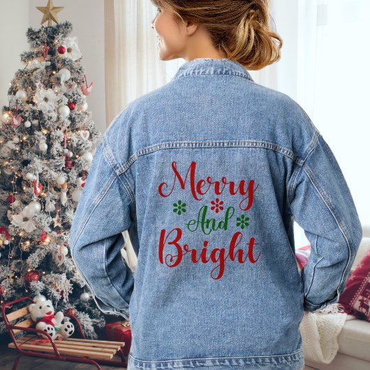 Feierlicher, fröhlicher und heller Weihnachtsurlau Jeansjacke