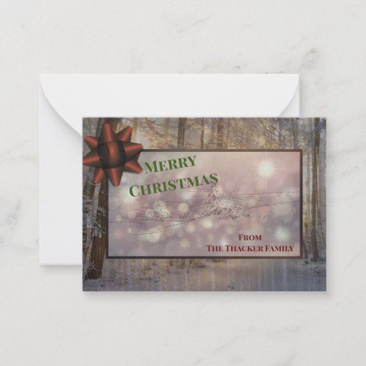 Feierlicher Frost und Sparkle: Sonnenbeleuchtete U Mitteilungskarte (Vorderseite)