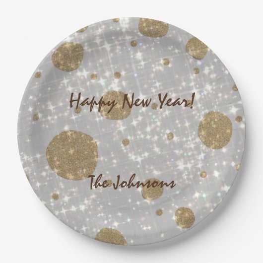 Feierlicher Glitzer zum neuen Jahr Pappteller (Vorderseite)