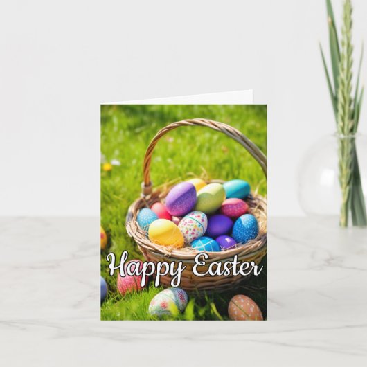 Feierlicher glücklicher Osterkorb Feiertagskarte (Vorderseite)
