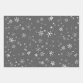 Feierlicher Grauer Schneeflocken Geschenkpapier Set (Vorderseite 2)