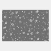 Feierlicher Grauer Schneeflocken Geschenkpapier Set (Vorderseite)
