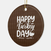 Feierlicher "Happy Turkey Day" - Herbsttypografie Keramik Ornament (Links)