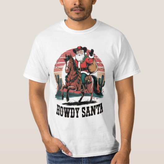 Feierlicher Howdy Santa Cowboy Style: Wild West Dr T-Shirt (Vorderseite)