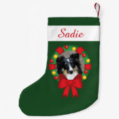 Feierlicher Kranz mit Personalisiertem Foto und Na Kleiner Weihnachtsstrumpf (Rückseite)