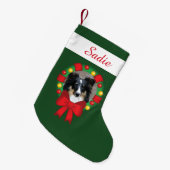 Feierlicher Kranz mit Personalisiertem Foto und Na Kleiner Weihnachtsstrumpf (Vorderansicht (hängend))