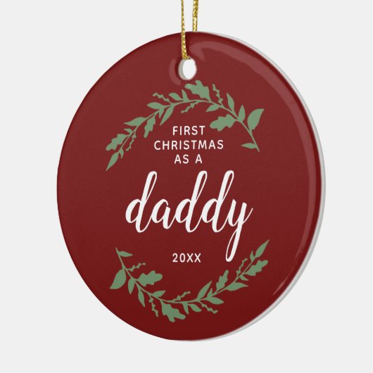 Feierlicher Kranz Personalisiert 1. Weihnachten al Keramik Ornament (Links)