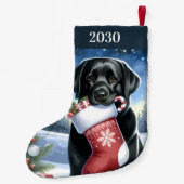 Feierlicher Labrador Retriever Schwarzer Hund Kleiner Weihnachtsstrumpf (Rückseite)