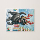 Feierlicher Labrador Retriever Welpe Weihnachtshun Puzzle (Horizontal)