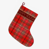 Feierlicher Red Tartan Weihnachts-Strumpf Großer Weihnachtsstrumpf (Vorderansicht (hängend))