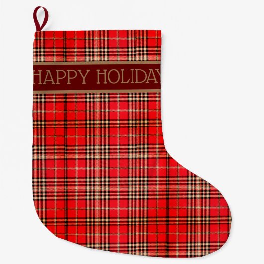 Feierlicher Red Tartan Weihnachts-Strumpf Großer Weihnachtsstrumpf (Vorderseite)
