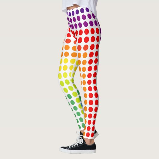 Feierlicher Regenbogen der Farbe große Polka Punkt Leggings (Links)
