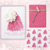 Feierlicher Rosa Weihnachtsbaum Wasserfarbener Url Geschenkpapier Set