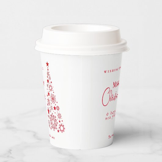 Feierlicher Roter Froster Weihnachtsbaum Pappbecher (Rechts)