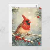 Feierlicher Roter Kardinal Weihnachtsgrüße Postkarte (Vorne/Hinten)