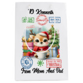 Feierlicher Sack mit fröhlichen Weihnachten Mittlere Geschenktüte (Vorderseite)