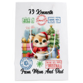 Feierlicher Sack mit fröhlichen Weihnachten Mittlere Geschenktüte (Rückseite)