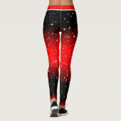 Feierlicher Schneemann auf Schwarz und Rot Starry  Leggings (Rückseite)