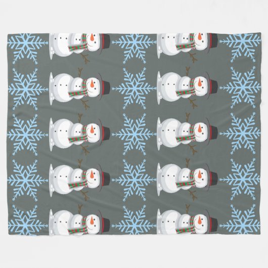 Feierlicher Schneemann Fleecedecke (Vorderseite (Horizontal))