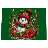 Feierlicher Schneemann Große Geschenktüte (Vorderseite)