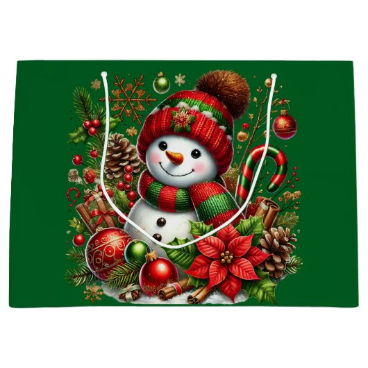 Feierlicher Schneemann Große Geschenktüte (Vorderseite)