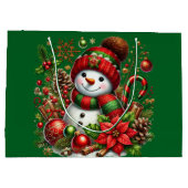 Feierlicher Schneemann Große Geschenktüte (Rückseite)
