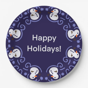 Feierlicher Schneemann Pappteller