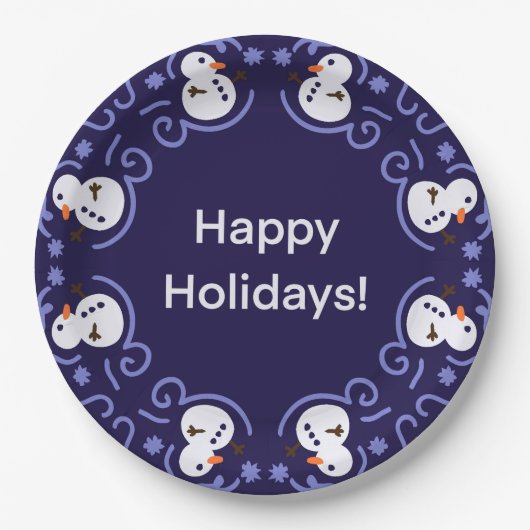 Feierlicher Schneemann Pappteller (Vorderseite)