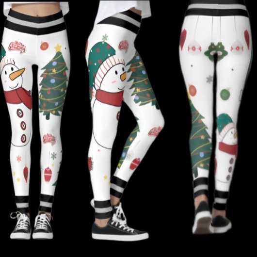 Feierlicher Schneemann & Weihnachtsbaum Pattern Ur Leggings
