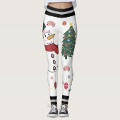 Feierlicher Schneemann & Weihnachtsbaum Pattern Ur Leggings (Vorderseite)