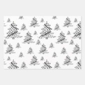 Feierlicher schwarzer und weißer Weihnachtsbaum Ur Geschenkpapier Set (Vorderseite 3)