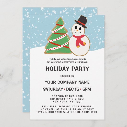 Feierlicher Snowman Trebekochen Firmenurlaub Einladung (Vorne/Hinten)