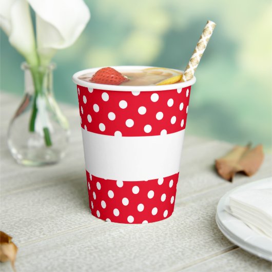 Feierlicher Spaß Helle rote Polka Punkte Streifen  Pappbecher (In Situ)