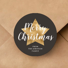 Feierlicher Star Frohe Weihnachten Runder Aufkleber