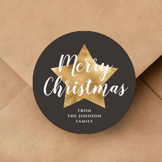 Feierlicher Star Frohe Weihnachten Runder Aufkleber